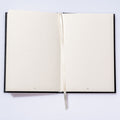 Bullet Journal A5 Nightsky geöffnete Innenseiten mit integriertem Leseband und Glitzer Stoffeinband