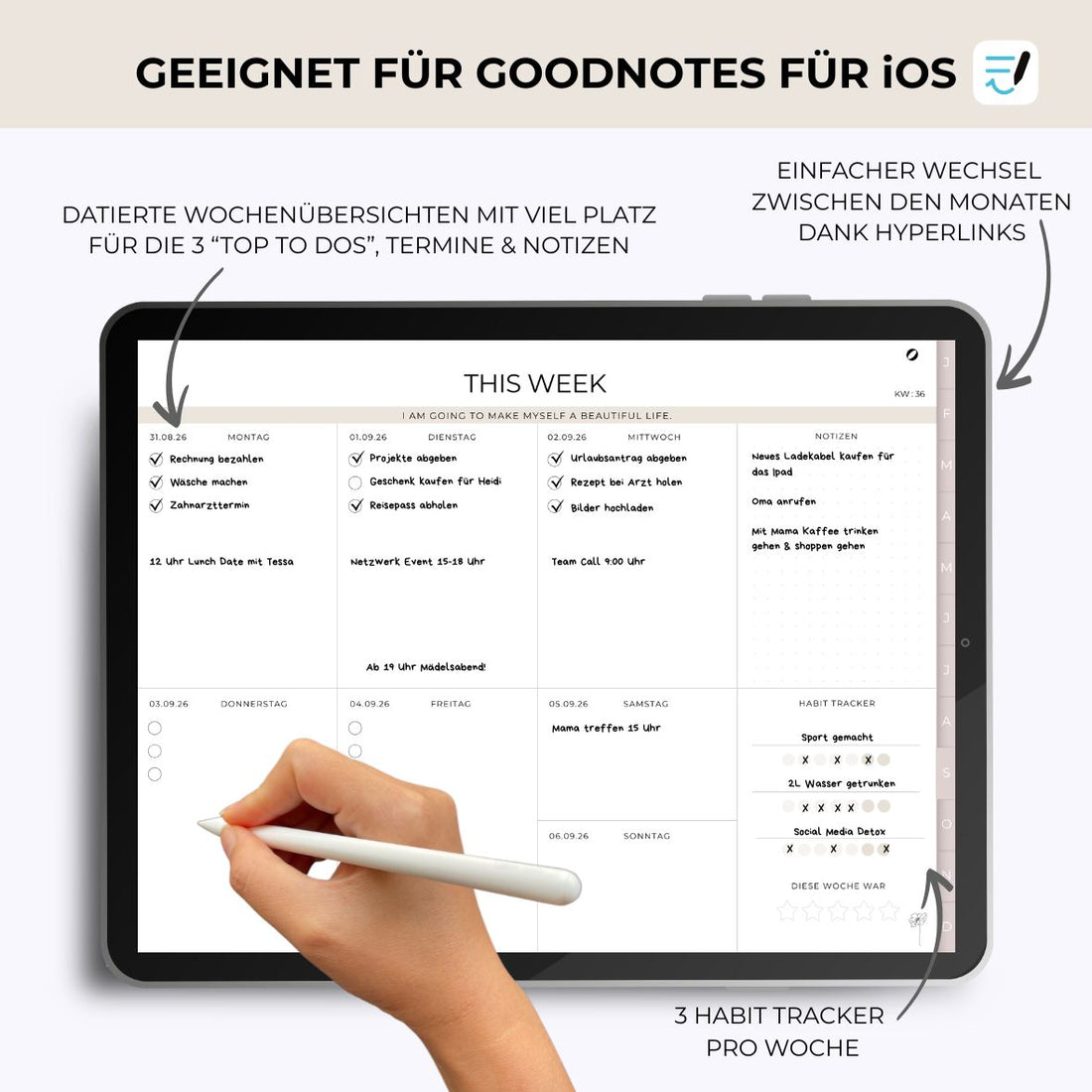 Digitaler Jahresplaner 2026 "Beige"