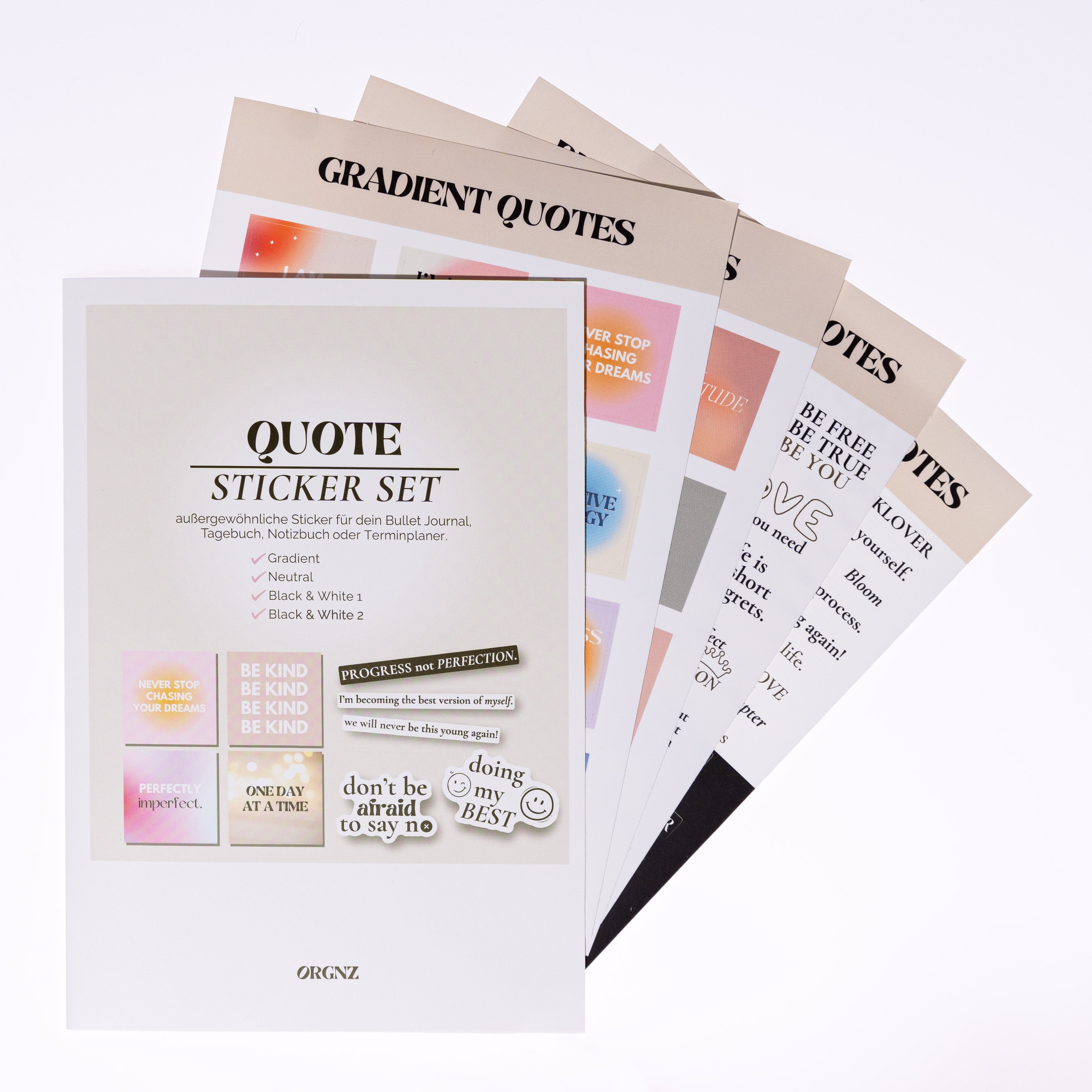 Sticker Set Quotes – 4 A5 Sticker Sheets mit Sprüchen & Gold Foil ...